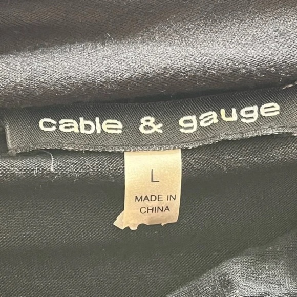 Cable & Gauge | Black Knit Shirred Asymmetrical Neckline Top, Large - Picture 5 of 6